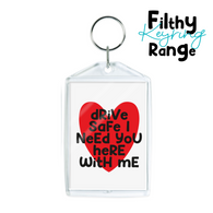 Plastic Red Heart Drive Safe Keyring